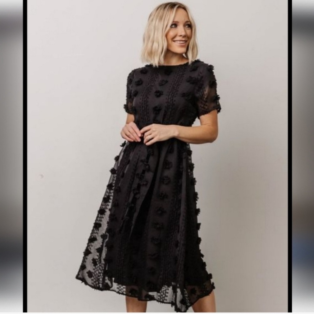 Baltic Born Black Lace Midi Dress